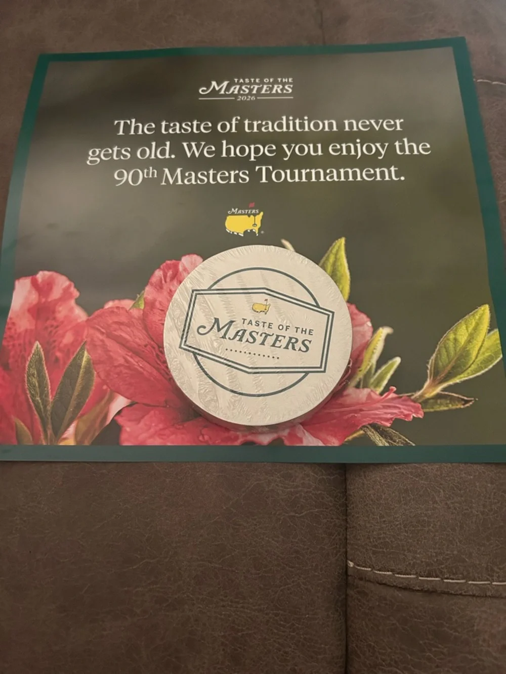 Taste of the Masters Tournament 12 carboard coaster set.